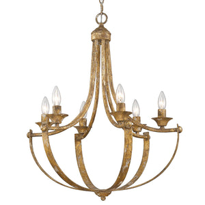 Victoria 6 Light Semi-Flush Candelabra Pendant Chandelier Ceiling Light by Golden