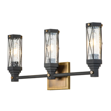 Abbey 3-Light Bath Bar – Weathered Zinc & Antique Brass Wall Sconce Wall Lamp Home Decor by Lucas McKearn
