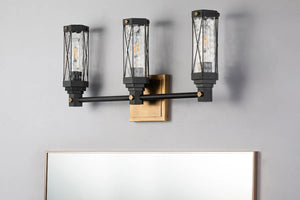 Abbey 3-Light Bath Bar – Weathered Zinc & Antique Brass Wall Sconce Wall Lamp Home Decor by Lucas McKearn
