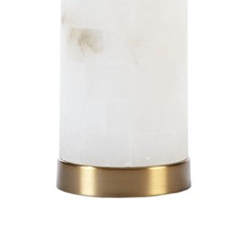 Prague Alabaster Table Lamp White-Gold Metal Base Bedside Nightstand Reading Desk Table Lamp by Olliix-Hampton Hill