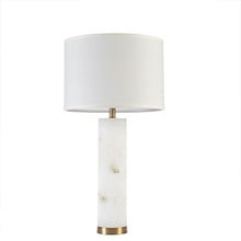 Prague Alabaster Table Lamp White-Gold Metal Base Bedside Nightstand Reading Desk Table Lamp by Olliix-Hampton Hill