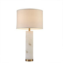 Prague Alabaster Table Lamp White-Gold Metal Base Bedside Nightstand Reading Desk Table Lamp by Olliix-Hampton Hill