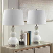 Covey Curved Glass White Table Lamp, Set of 2, Bedside Nightstand Reading Desk Table Light by Olliix-510 Design