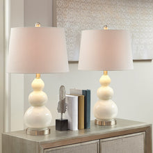 Covey Curved Glass White Table Lamp, Set of 2, Bedside Nightstand Reading Desk Table Light by Olliix-510 Design