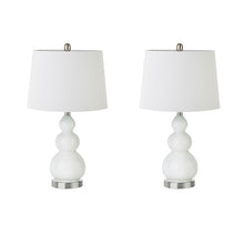Covey Curved Glass White Table Lamp, Set of 2, Bedside Nightstand Reading Desk Table Light by Olliix-510 Design