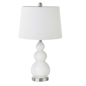 Covey Curved Glass White Table Lamp, Set of 2, Bedside Nightstand Reading Desk Table Light by Olliix-510 Design