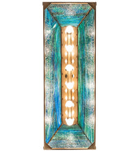 Custom 48" Long Wolf at Lake Oblong Pendant Blue Art Glass Antique Rustic Cooper Finish Ceiling Light by Meyda