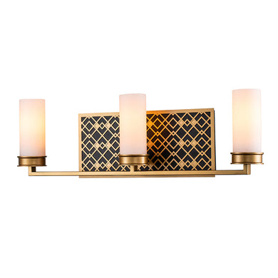 Ziggy 3 Light Bath Bar in Laquered Gold Wall Sconce Wall Lamp Home Decor by Lucas McKearn