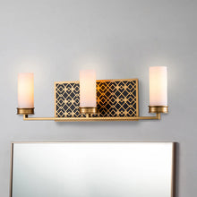 Ziggy 3 Light Bath Bar in Laquered Gold Wall Sconce Wall Lamp Home Decor by Lucas McKearn