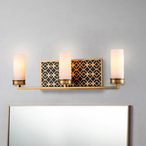 Ziggy 3 Light Bath Bar in Laquered Gold Wall Sconce Wall Lamp Home Decor by Lucas McKearn